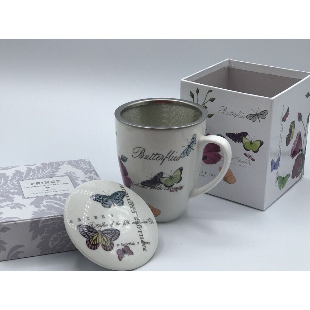 Fringe Studio Barnes NobleFrench Words Butterfly Butterflies Coffee Tea‎ Cup NIB